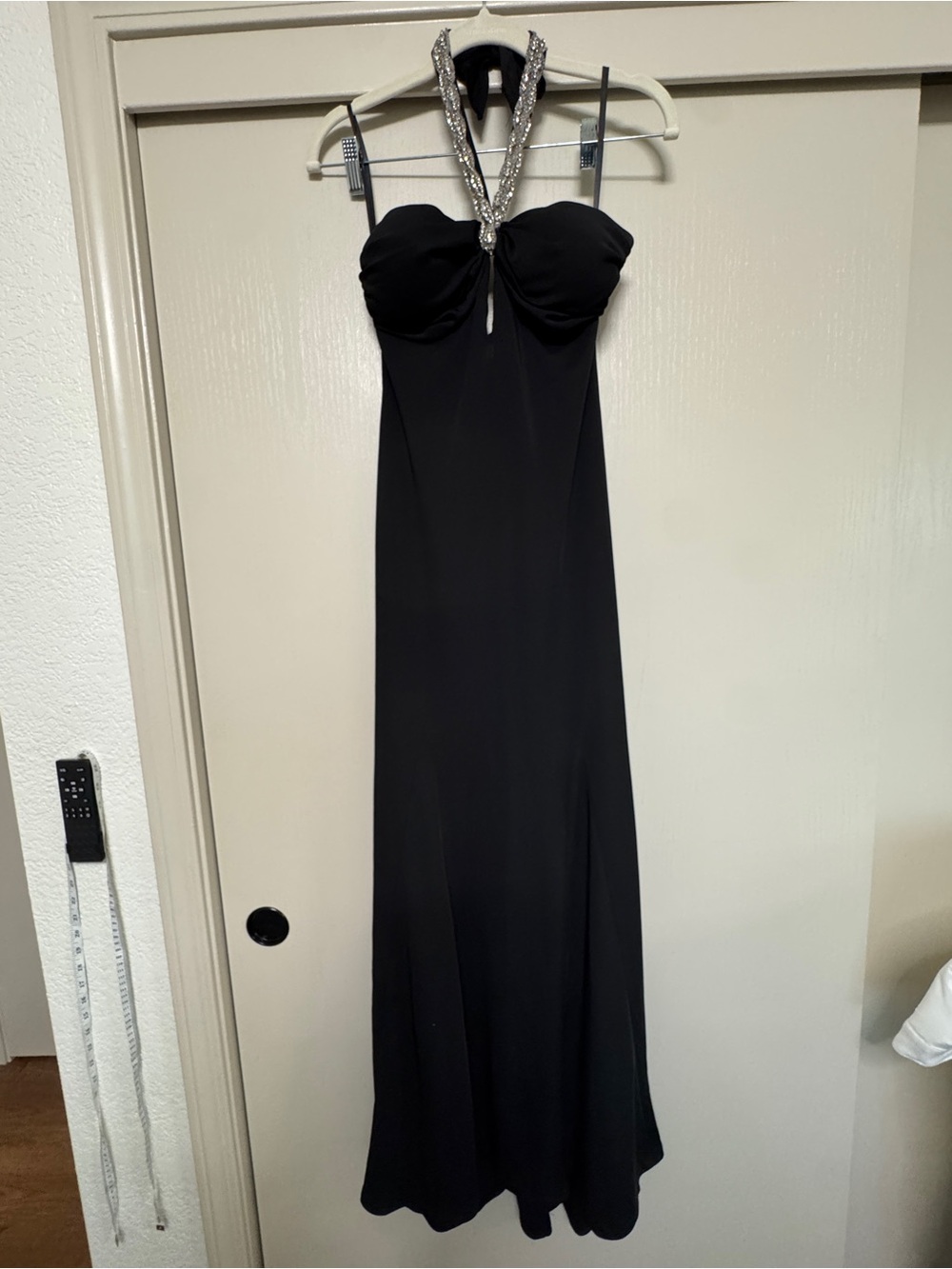 Vintage Caché Black halter beaded Evening Gown